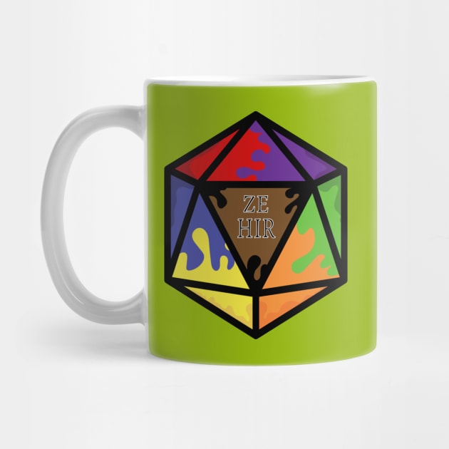 Rainbow Pronoun Pride D20 Ze/Hir by BiOurPride